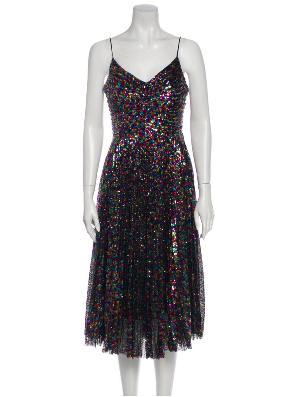 DELFI Collective Black Spaghetti Strap Top with Multicolor Sequin Trim
